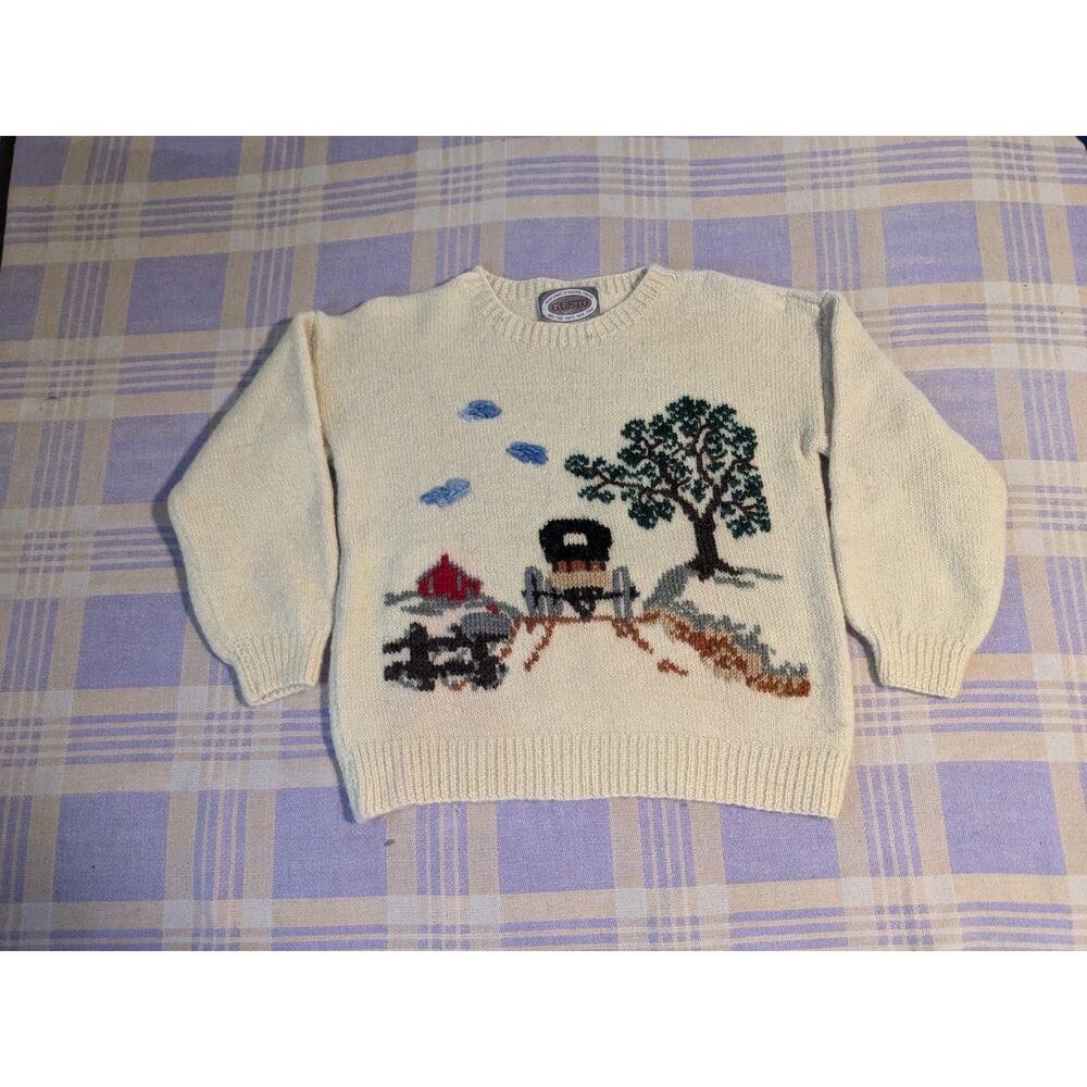 Vintage Gusto Hand Knit 100% Pure Virgin Wool Uruguay Sweater Country Carriage